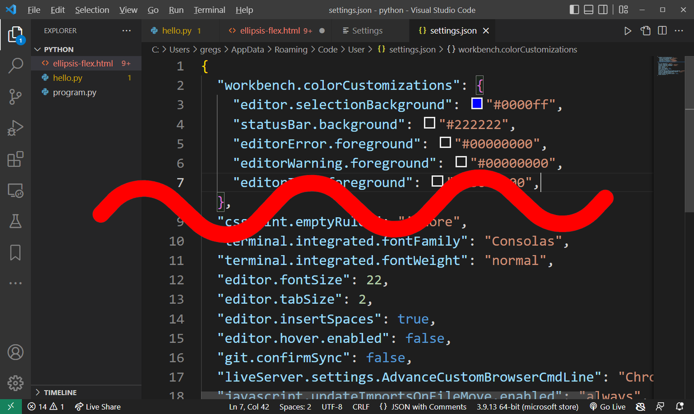 How to disable red wavy underline for errors and warnings in Visual Studio Code / vscode, vs code, visual studio code, disable, turn off, red, wavy, underline, settings