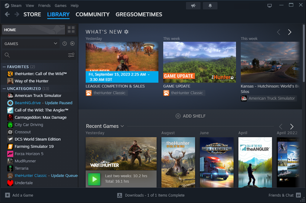 Steam Game Library Screen