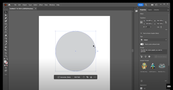 Creating a circle in Adobe Illustrator for text path