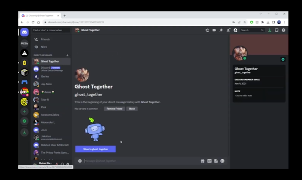 Chatting with a new friend on Discord desktop app