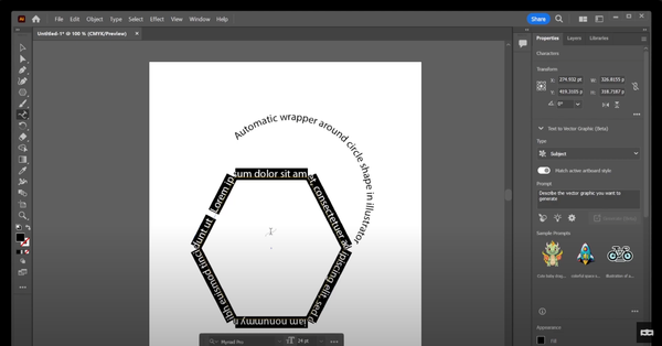 Typing text around a polygon in Adobe Illustrator