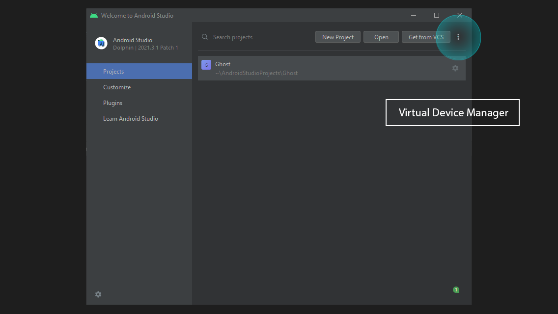 How to open Virtual Device Manager in Android Studio
