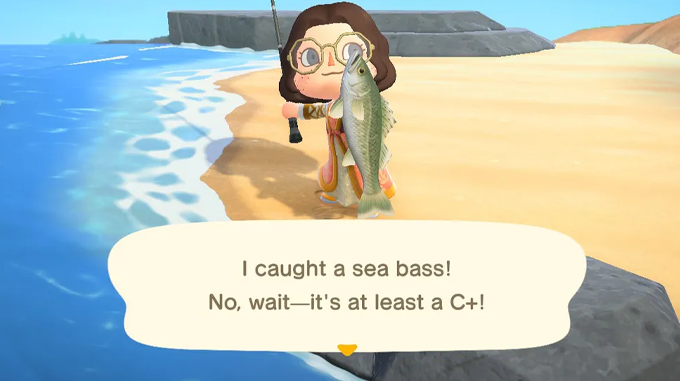I caught a sea bass, no wait, its at least a c plus