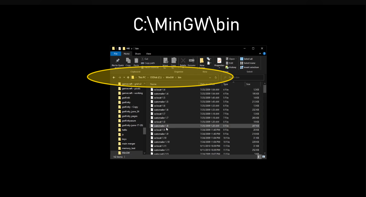 Copy MinGW binaries (bin) location to add them to System Environment PATH Variable in Windows