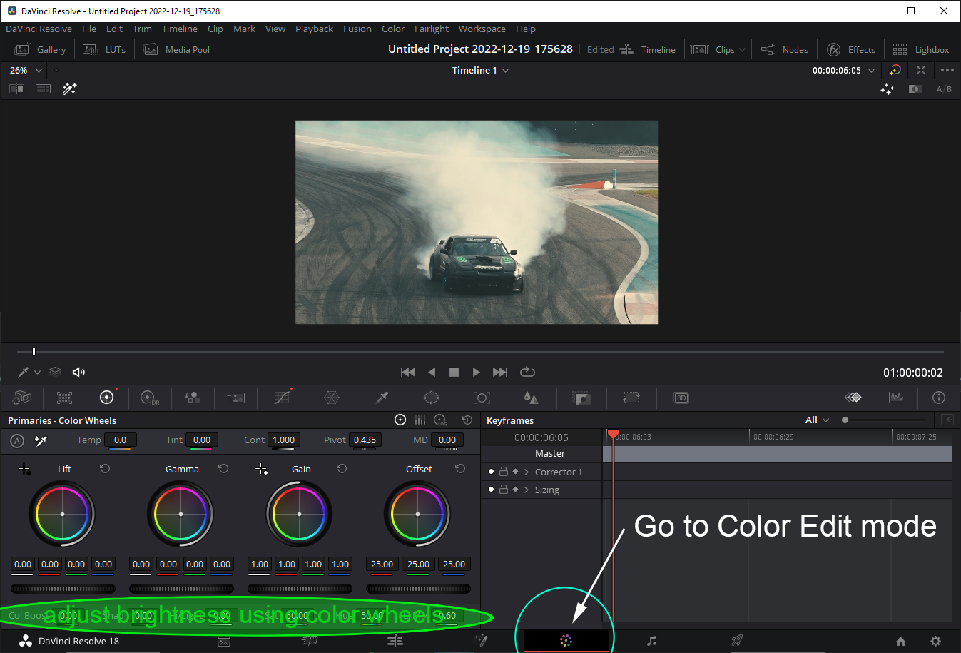 How to increase brightness of your video clip in DaVinci Resolve 18