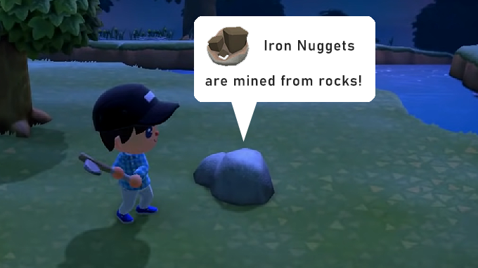 undefined / iron nuggets, how to get, animal crossing, new horizons, nh