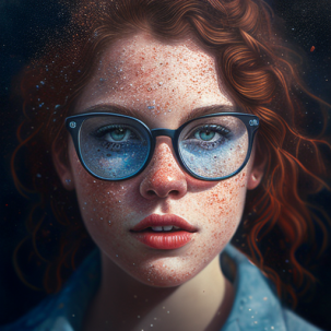 midjourney portrait prompt, of a girl wearing sunglasses example one
