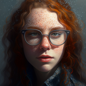 midjourney portrait prompt, of a girl wearing sunglasses example two