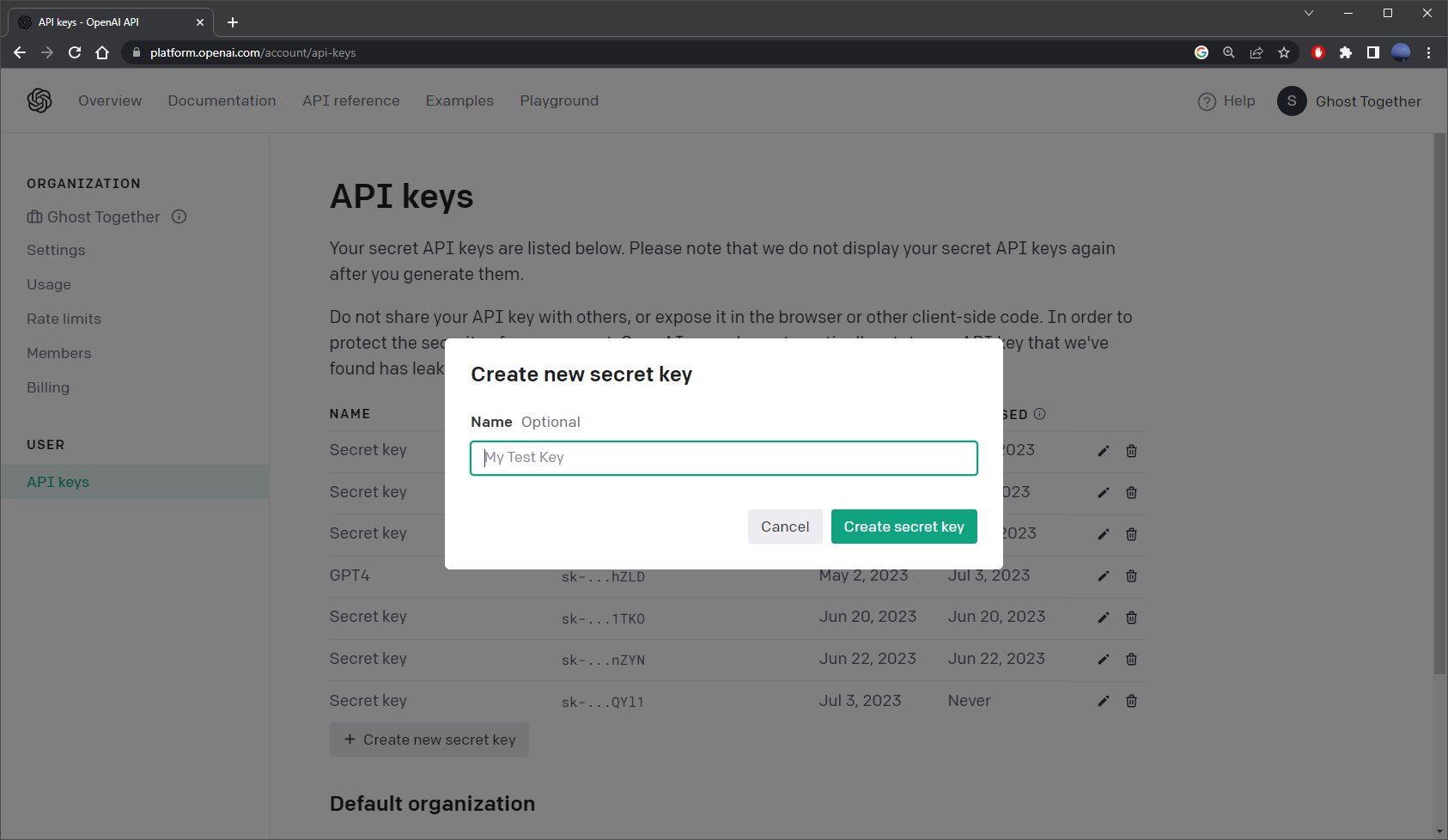 how to create gpt-4 API key