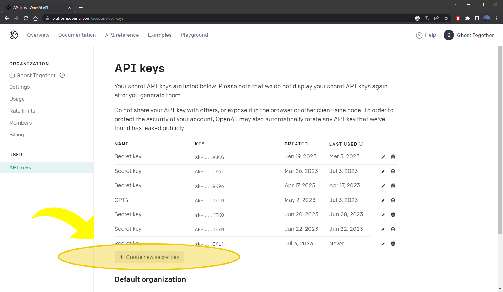 create gpt-4 API key