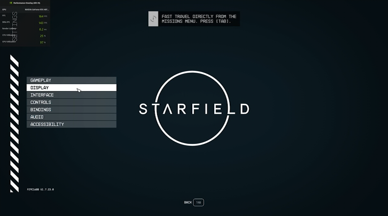 Starfield Settings