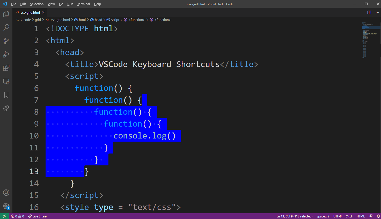VSCode Shortcuts VS Code Bindings